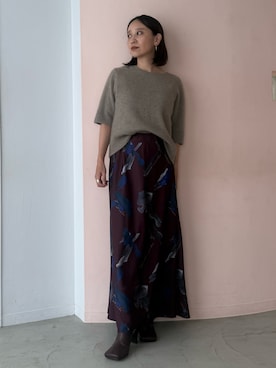 ELENDEEK ロングスカート　レッド色 ELENDEEKのスカート（レッド系）を使った人気ファッション