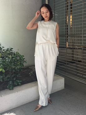 「オールホワイト」｜azusaさん（レディース・153cm）の夏コーディネート