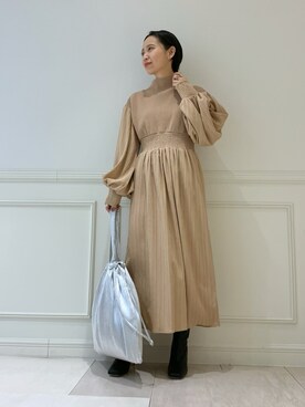 「アイテム（トートバッグ、シルバー系）」を使った、azusaさん（レディース・153cm）の冬コーディネート