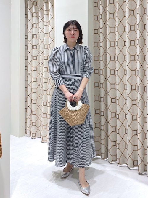 La boutique BonBon サッカーストライプフレアシャツワンピース 最強愛されワンピース】サッカーストライプフレアシャツ