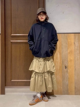 「アイテム（キャップ）」を使った、nonameさん（レディース・170cm）の冬コーディネート