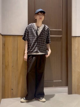 「アイテム（キャップ）」を使った、nonameさん（レディース・170cm）の夏コーディネート