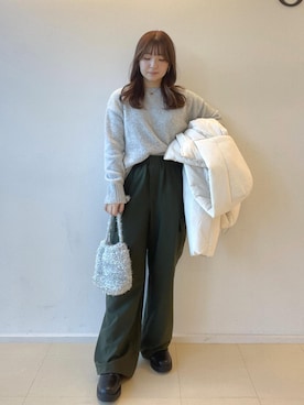 「混合」｜「アイテム（ダウンジャケット/コート）」を使った、nonoさん（レディース・151cm）の秋コーディネート