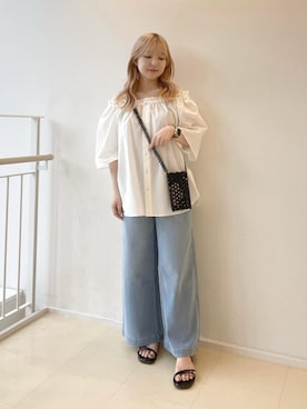 「オフホワイト」｜「アイテム（サンダル）」を使った、nonoさん（レディース・151cm）の夏コーディネート