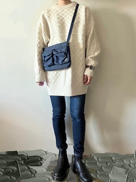 「ZOZO（ゾゾ）のスキニーデニムパンツ［WOMEN］（デニムパンツ）」を使った、　ﾀﾅさん（レディース・161cm）の冬コーディネート