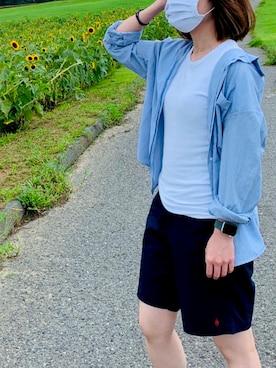 「ひまわり畑」｜「アイテム（パンツ）」を使った、akkoooooooooさん（レディース・158cm）の夏コーディネート