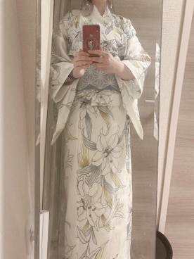 「しまむら（シマムラ）のアイテム（浴衣）」を使った、rayさん（レディース・161cm）の夏コーディネート