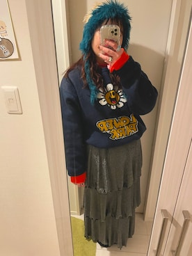 「ニット/セーター」｜「アイテム（ニットキャップ/ビーニー）」を使った、🍑さん（レディース・159cm）の冬コーディネート