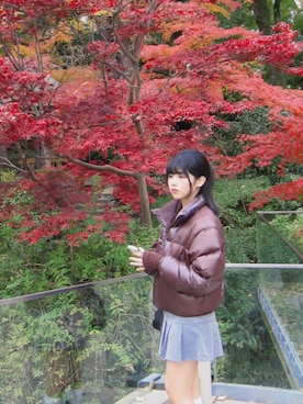 「THE NORTH FACE（ザノースフェイス）のアイテム（ダウンジャケット/コート、ブラウン系）」を使った、Isabel ୨୧*˚·さん（レディース・158cm）の春コーディネート