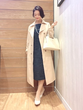 「DRESKIP（ドレスキップ）のアイテム（トレンチコート）」を使った、aaamiさん（レディース・154cm）の冬コーディネート