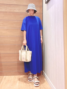 「DRESKIP（ドレスキップ）のアイテム（ハット）」を使った、aaamiさん（レディース・154cm）の夏コーディネート