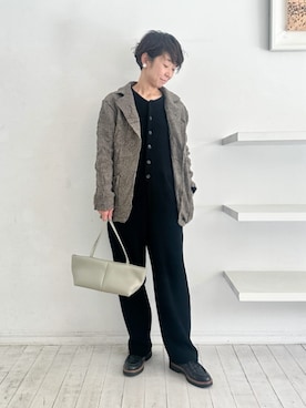 「アイテム（つなぎ/オールインワン）」を使った、TOMORROWLAND_yamaokaさん（レディース・167cm）の秋コーディネート