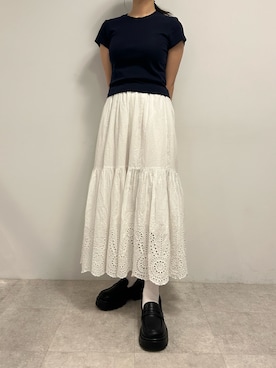 「アイテム（ローファー）」を使った、mihoさん（レディース・156cm）の夏コーディネート