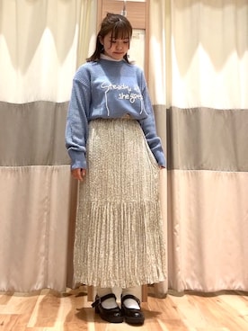 「Samansa Mos2 blue（サマンサモスモスブルー）のアイテム（スカート）」を使った、saikaさん（骨格ウェーブ・レディース・152cm）の冬コーディネート