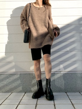 「Casselini（キャセリーニ）のアイテム（ブーツ）」を使った、yuriさん（レディース・155cm）の冬コーディネート