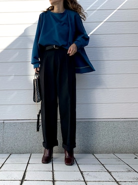 「CELINE（セリーヌ）のアイテム（ブーツ）」を使った、yuriさん（レディース・155cm）の秋コーディネート