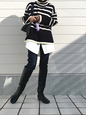 「アイテム（エコバッグ/サブバッグ、パープル系）」を使った、yuriさん（レディース・155cm）の秋コーディネート