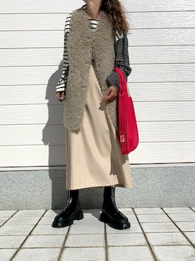 「Casselini（キャセリーニ）のアイテム（ブーツ）」を使った、yuriさん（レディース・155cm）の秋コーディネート