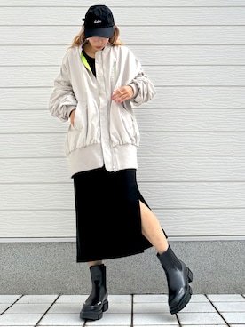 「アイテム（MA-1）」を使った、yuriさん（レディース・155cm）の秋コーディネート