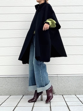 「アイテム（ポンチョ）」を使った、yuriさん（レディース・155cm）の秋コーディネート