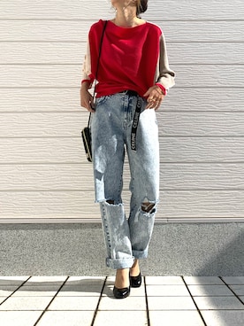 【CELINE】サークルバックルベルト 75cmサイズ ✨カジュアルコーデ CELINEのベルトを使った人気ファッションコーディネート（身長