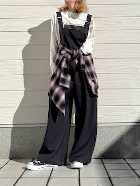 「アイテム（オールインワン・サロペット）」を使った、yuriさん（レディース・155cm）の秋コーディネート