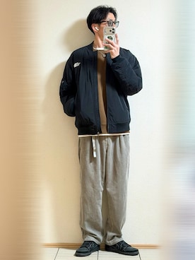 「アイテム（MA-1）」を使った、Sammyサミーさん（メンズ・177cm）の秋コーディネート