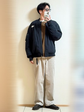 「アイテム（MA-1）」を使った、Sammyサミーさん（メンズ・177cm）の秋コーディネート