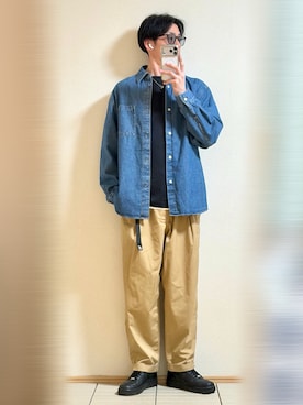 「GU（ジーユー）のアイテム（トップス）」を使った、Sammyサミーさん（メンズ・177cm）の春コーディネート