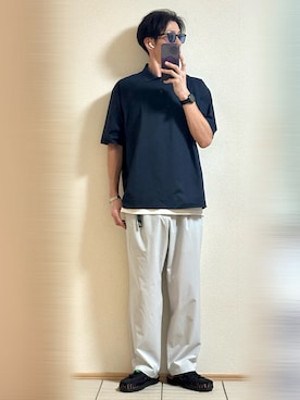 「GLOBAL WORK（グローバルワーク）のクリーンメッシュポロ/288103（ポロシャツ）」を使った、Sammyサミーさん（メンズ・177cm）の夏コーディネート