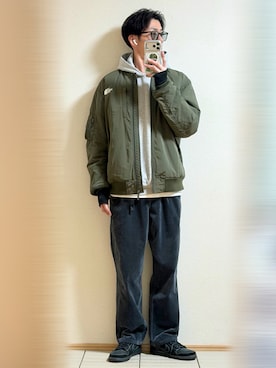 「アイテム（MA-1）」を使った、Sammyサミーさん（メンズ・177cm）の秋コーディネート