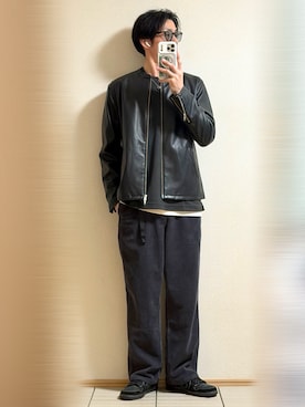 「アイテム（ライダースジャケット）」を使った、Sammyサミーさん（メンズ・177cm）の秋コーディネート