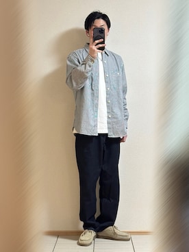 「アイテム（モカシン/デッキシューズ）」を使った、Sammyサミーさん（メンズ・177cm）の春コーディネート
