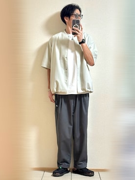 「URBAN RESEARCH DOORS（アーバンリサーチドアーズ）の『UR TECH DRYLUXE』ショートスリーブブルゾン（ブルゾン）」を使った、Sammyサミーさん（メンズ・177cm）の夏コーディネート