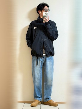 「アイテム（ナイロンジャケット）」を使った、Sammyサミーさん（メンズ・177cm）の冬コーディネート