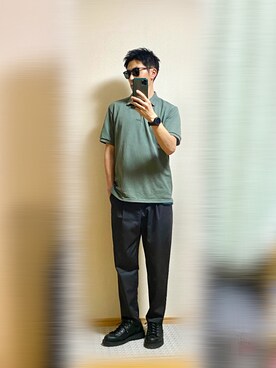 Gu ジーユー のポロシャツ グリーン系 を使ったメンズ人気ファッションコーディネート Wear