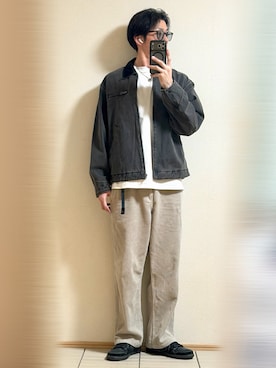 「アイテム（デニムジャケット）」を使った、Sammyサミーさん（メンズ・177cm）の秋コーディネート