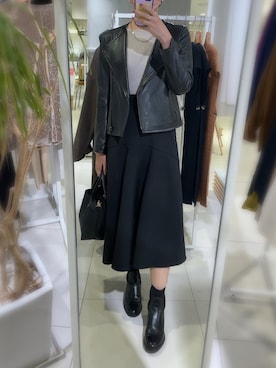 「NATURAL BEAUTY BASIC（ナチュラルビューティーベーシック）のアイテム（ライダースジャケット）」を使った、yuukiさん（レディース・170cm）の秋コーディネート