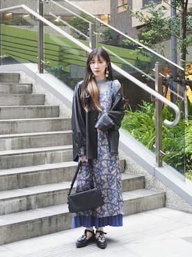 「blue」｜「アイテム（ジャケット/アウター）」を使った、Shih シイ🐰さん（レディース・164cm）の春コーディネート