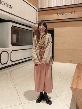 「くつした」｜「アイテム（ブーツ）」を使った、Shih シイ🐰さん（レディース・164cm）の冬コーディネート