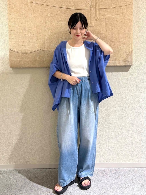 フェードデニムイージーパンツ