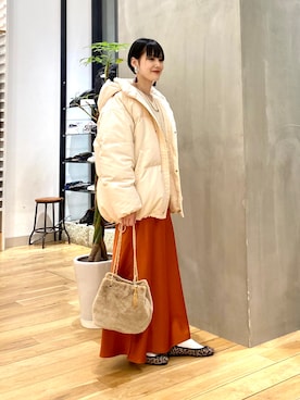 「マイベストコーデ2022」｜「アイテム（ダウンジャケット/コート）」を使った、saoriさん（レディース・158cm）の冬コーディネート