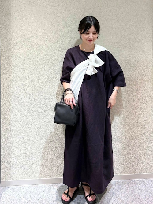 『2サイズ展開』リネンレーヨンワイドワンピース