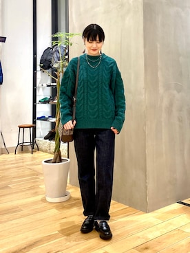 「ケーブルニット」｜「アイテム（その他シューズ）」を使った、saoriさん（レディース・158cm）の冬コーディネート