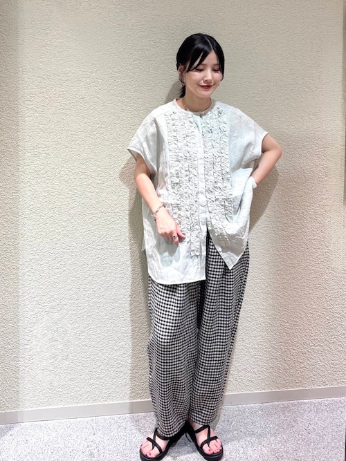 クロップドチェックパンツ