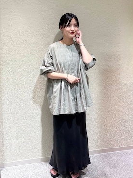 「雨の日コーデ」｜秋山 里織さん（レディース・158cm）の夏コーディネート