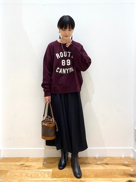 「かぐれ」｜「アイテム（ピーコート）」を使った、秋山 里織さん（レディース・158cm）の冬コーディネート