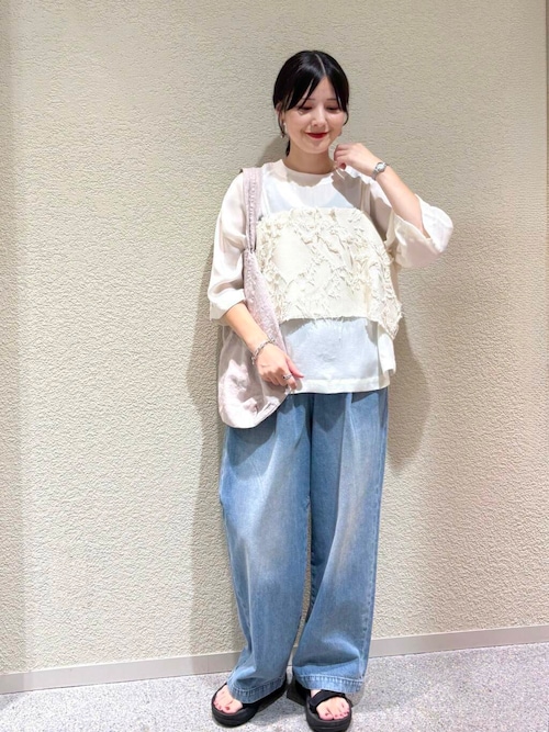 フェードデニムイージーパンツ