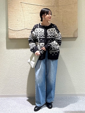 「アイテム（カーディガン/ボレロ）」を使った、秋山 里織さん（レディース・158cm）の秋コーディネート