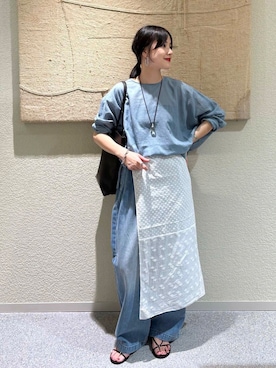 「アイテム（財布/小物、ホワイト系）」を使った、saoriさん（レディース・158cm）の夏コーディネート